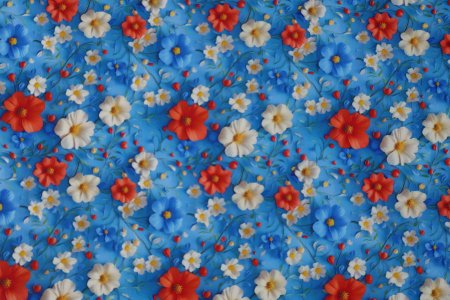 Floral Pattern on Blue Background