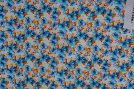 Floral Pattern in Blue and Orange