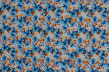 Floral Pattern in Blue and Orange