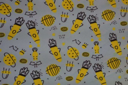 Yellow Space Rockets and Planets Pattern